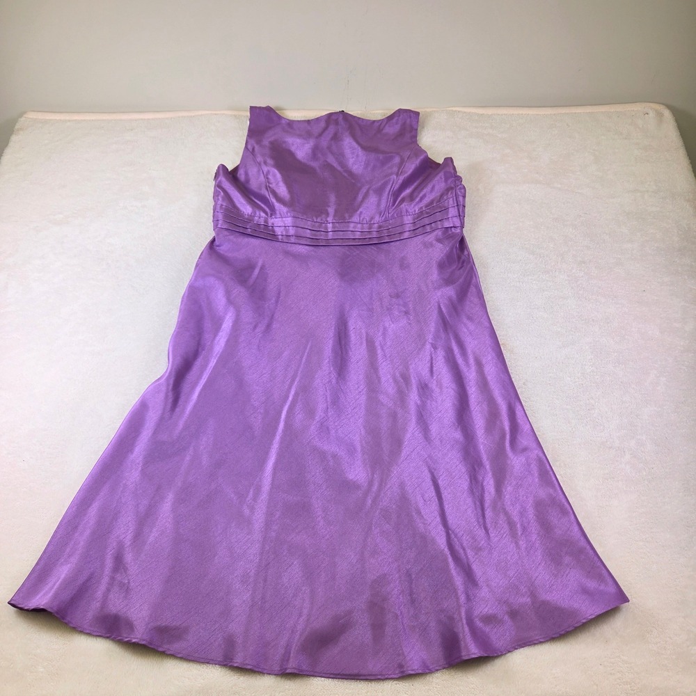 Le Bos Purple Sleeveless Empire Waist Shantung Midi Dress Plus Size 16W